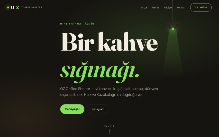OZ Coffee Shelter — canlı site önizlemesi